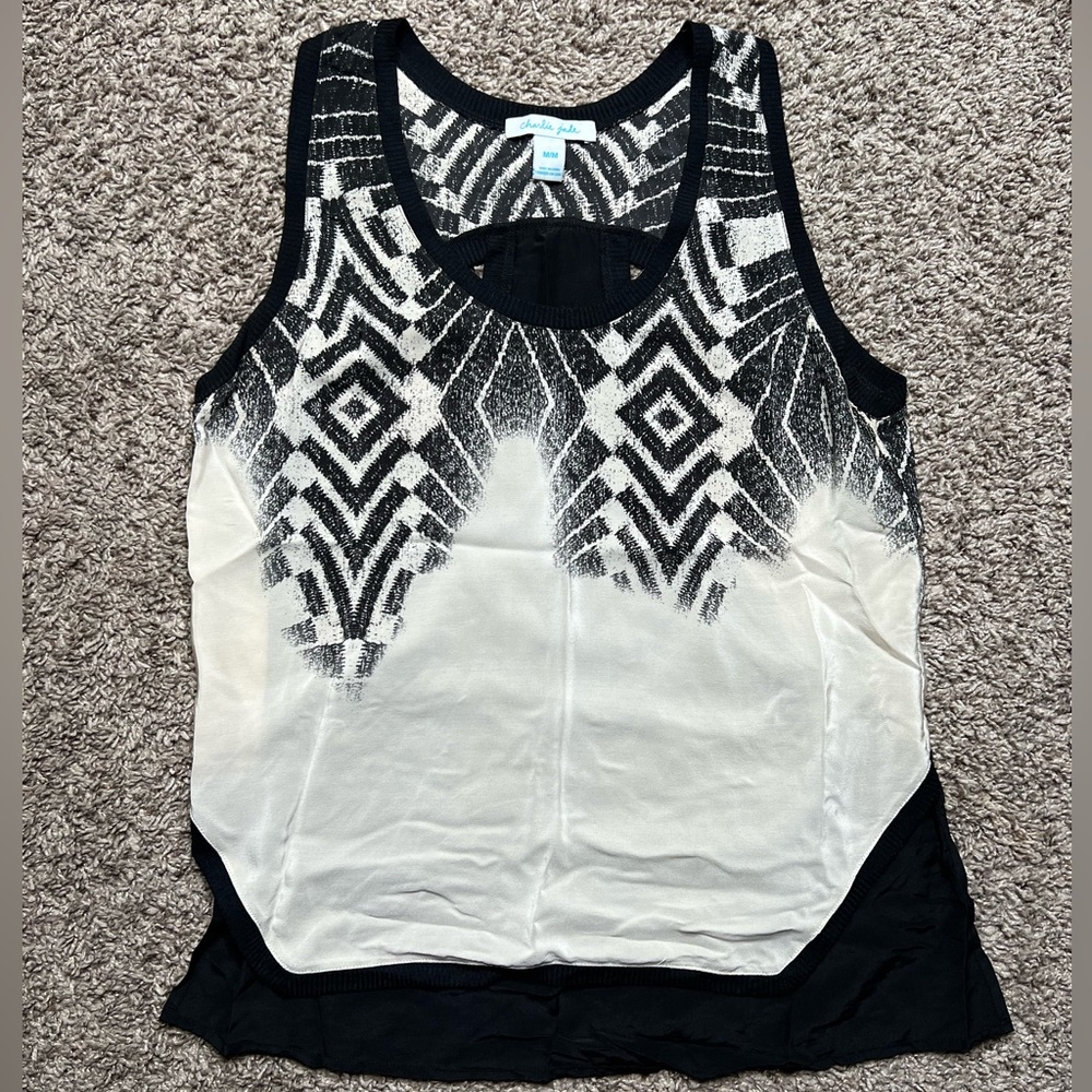 Charlie Jade Black & White Silk Top